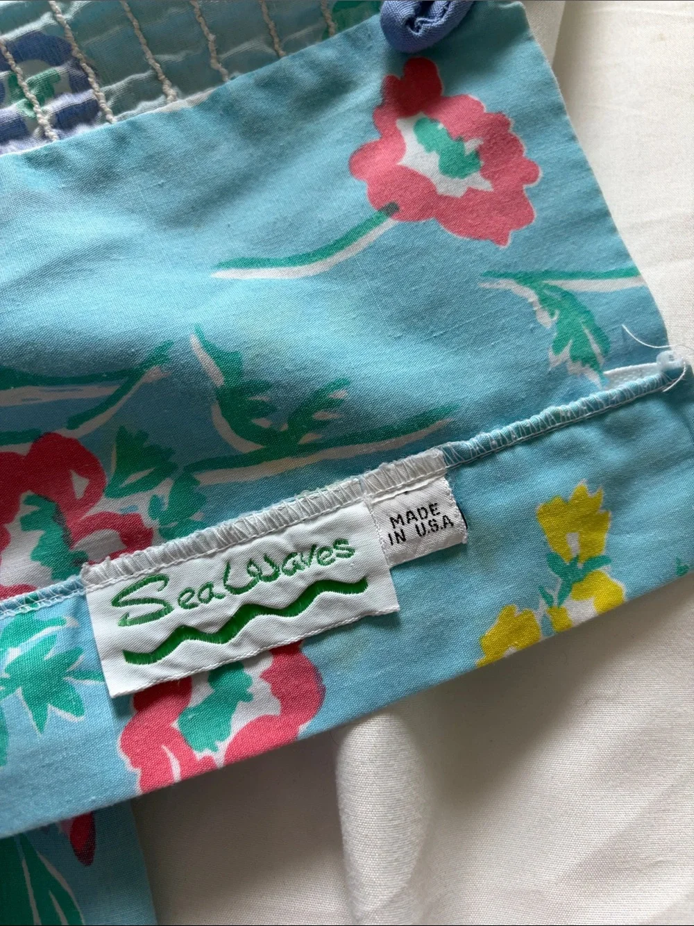 Vintage Floral Blue Romper with Spaghetti Straps - Picture 9 of 13